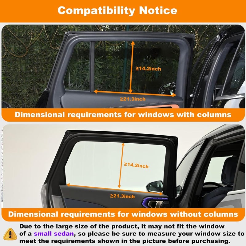 KOCZIL ستائر نوافذ سيارات الأطفال المربعة للنوافذ الجانبية الخلفية - عبوة 2 سهلة الالتصاق بظلال الشمس للنوافذ الجانبية الخلفية التي تبقى في مكانها، حواجز للوهج والأشعة فوق البنفسجية، معززة للخصوصية (20.87" × 13.78") - Image 2